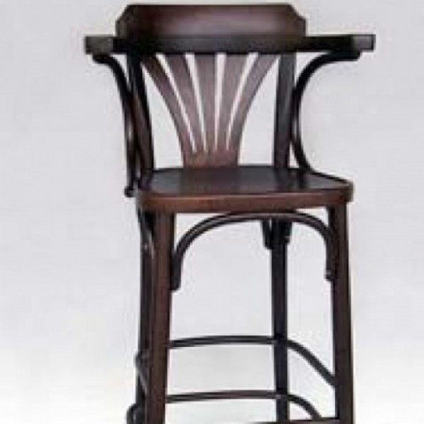 Barhocker, braun, mit Lehnen